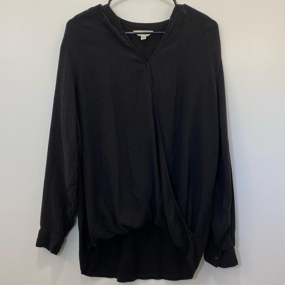 Black long sleeve wrap top- tunic length